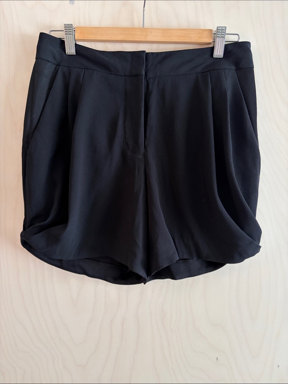 Wilfred Black Crepe Dress Shorts with Draped Detail